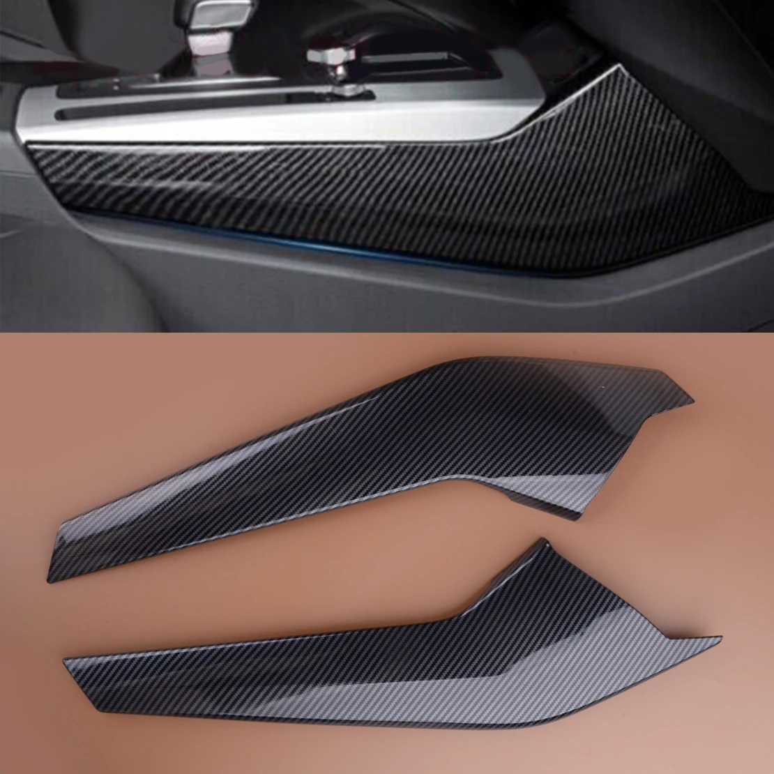 ABS Center Console Side Gear Shift Panel Cover Trim Black Carbon Fiber Style Fit for Audi Q5 SQ5 2018 2019 2020 2021 2022 2023