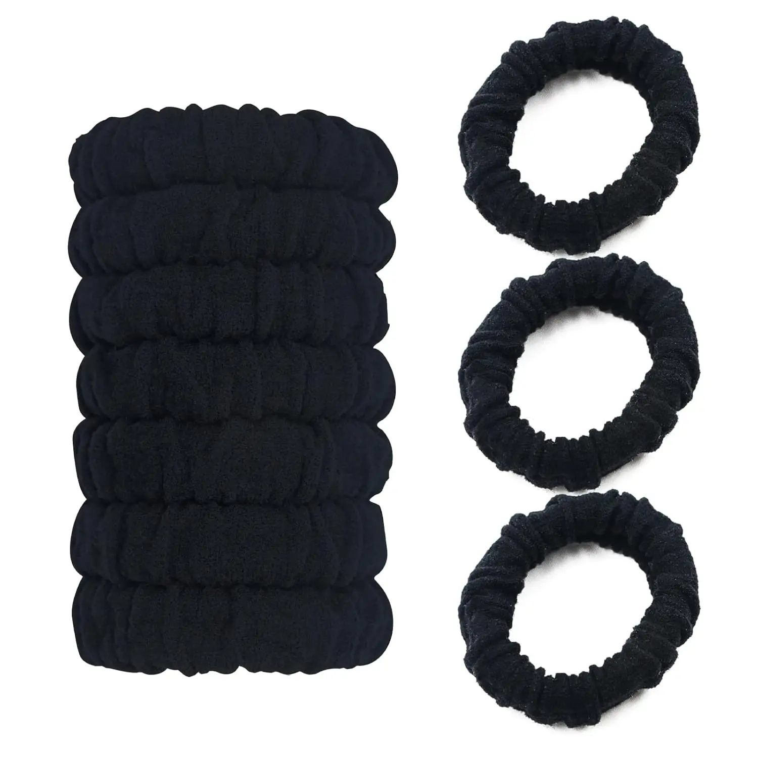 

Soft Polyester Hair Ties, No Tug Scrunchies, Strong Elasticity – Black