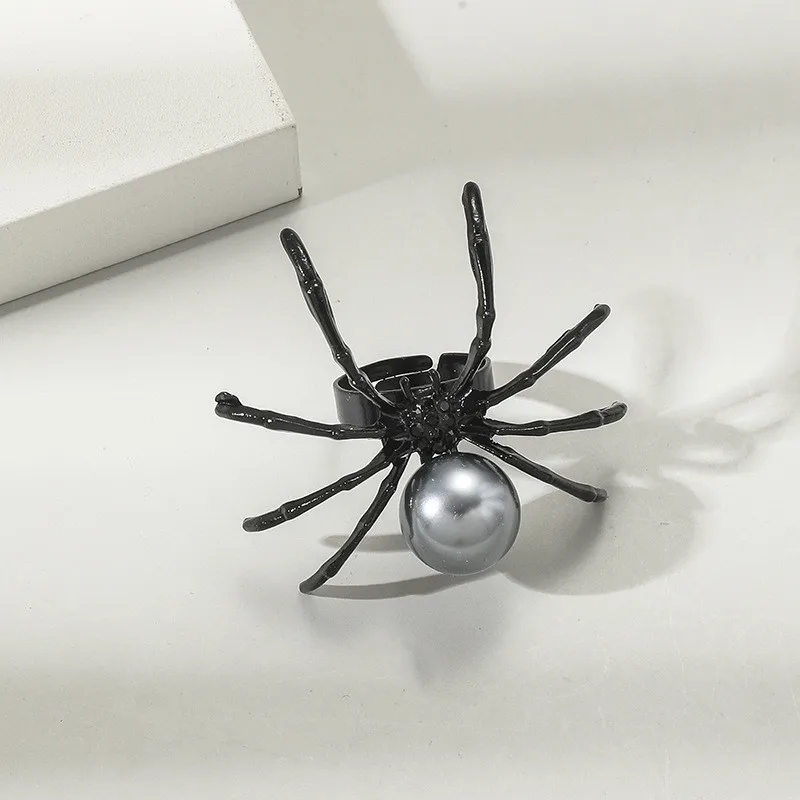Gothic Punk Unregelmäßige Spinne Öffnung Ring Frauen Männer Mode Zirkon Schwarz Kristall Dark Tier Ring Hip Hop Party Finger Schmuck – Detail 20