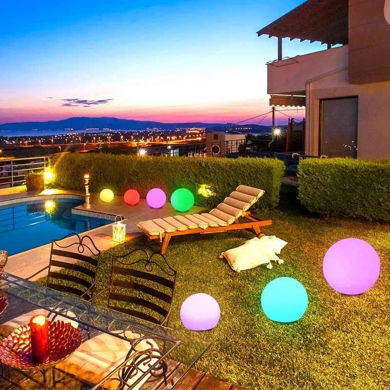 Boules lumineuses LED télécommandées pour extérieur, lampe de pelouse de rue, lampe de jardin, piscine, fête de mariage, vacances, décoration de la maison