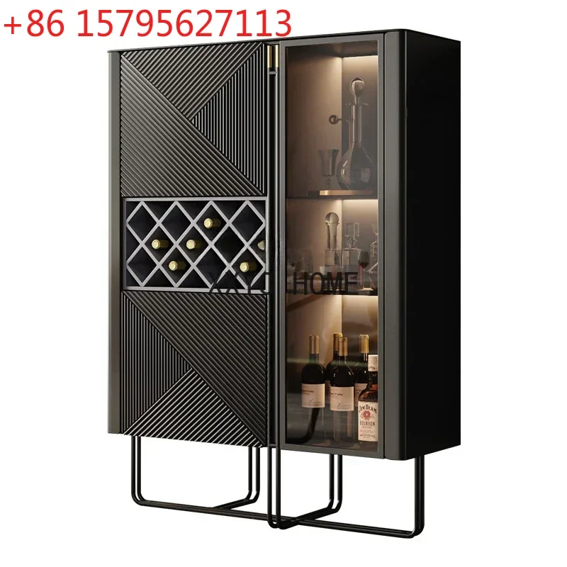 

Italian Black Green White Black Wine Cabinet Modern Minimalist Villa Living Room Stone Plate Tall Wine Cabinet