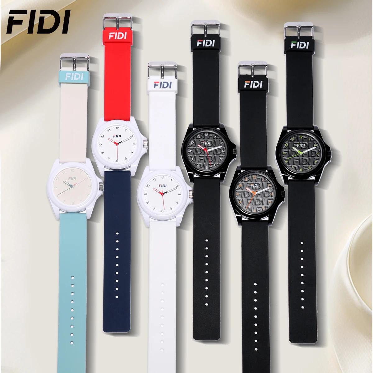 FIDI Unisex Quartz Watch - Multicolor Options, Silicone Band, Luminous Dial, Waterproof, Ideal for Students Gifts FDW1001