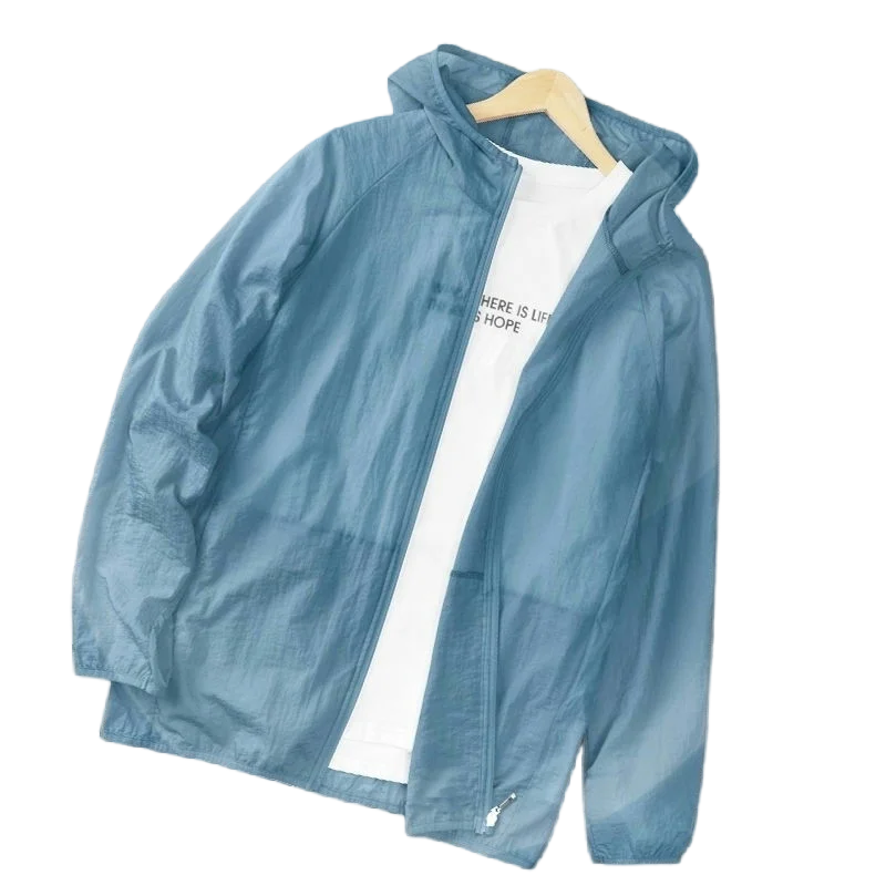 Giacca Estiva da Uomo Ultra-leggera in Seta Ghiaccio con Protezione Solare, Cardigan con Zip, Vestibilità Casual e Ampia, Felpa con Cappuccio a Maniche Lunghe