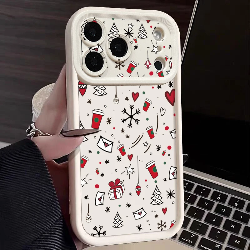 

Мягкий чехол из ТПУ для телефона iPhone 17, 16, 15, 14, 13, 12, Pro Max 16 17 Pro 11 16e 17 Air Cute Christmas Print Противоударный силиконовый чехол