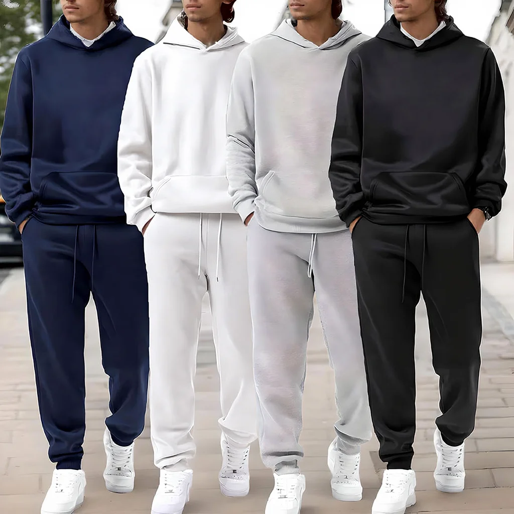 

Мужской повседневный комплект с капюшоном и повседневные брюки, комплект мужской и женской спортивной одежды и спортивных брюк, мужской осенне-зимний теплый костюм.