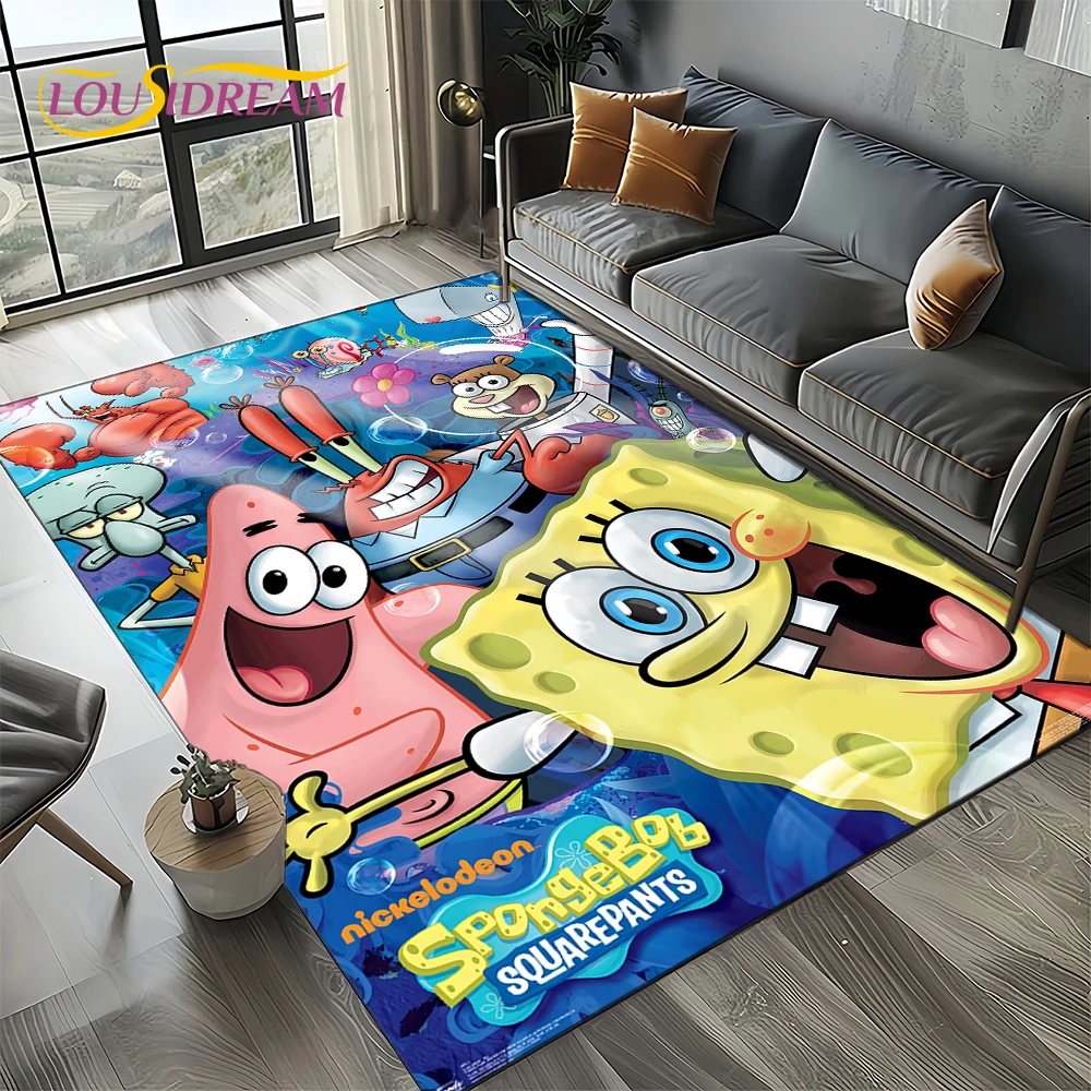 3D Cartoon Funny S-SpongeBob Patrick Star Carpet Rug for Home Living Room Bedroom Sofa Doormat Decor,Area Rug Non-slip Floor Mat