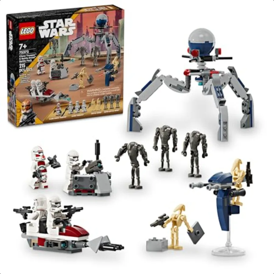 Zestaw Battle Pack: Klonowy Trooper, Droid Bojowy, Składany Speeder Bike, TriDroid i Obrończa Brama, Kolekcjonerski Prezent
