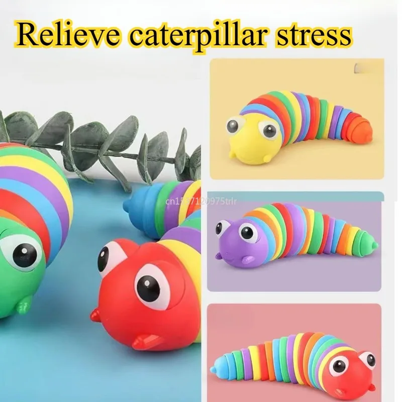 Jouet de décompression de 14.5cm, mignon en forme de chenille, jouet de Table de bureau, jouet sensoriel pour enfants et adultes
