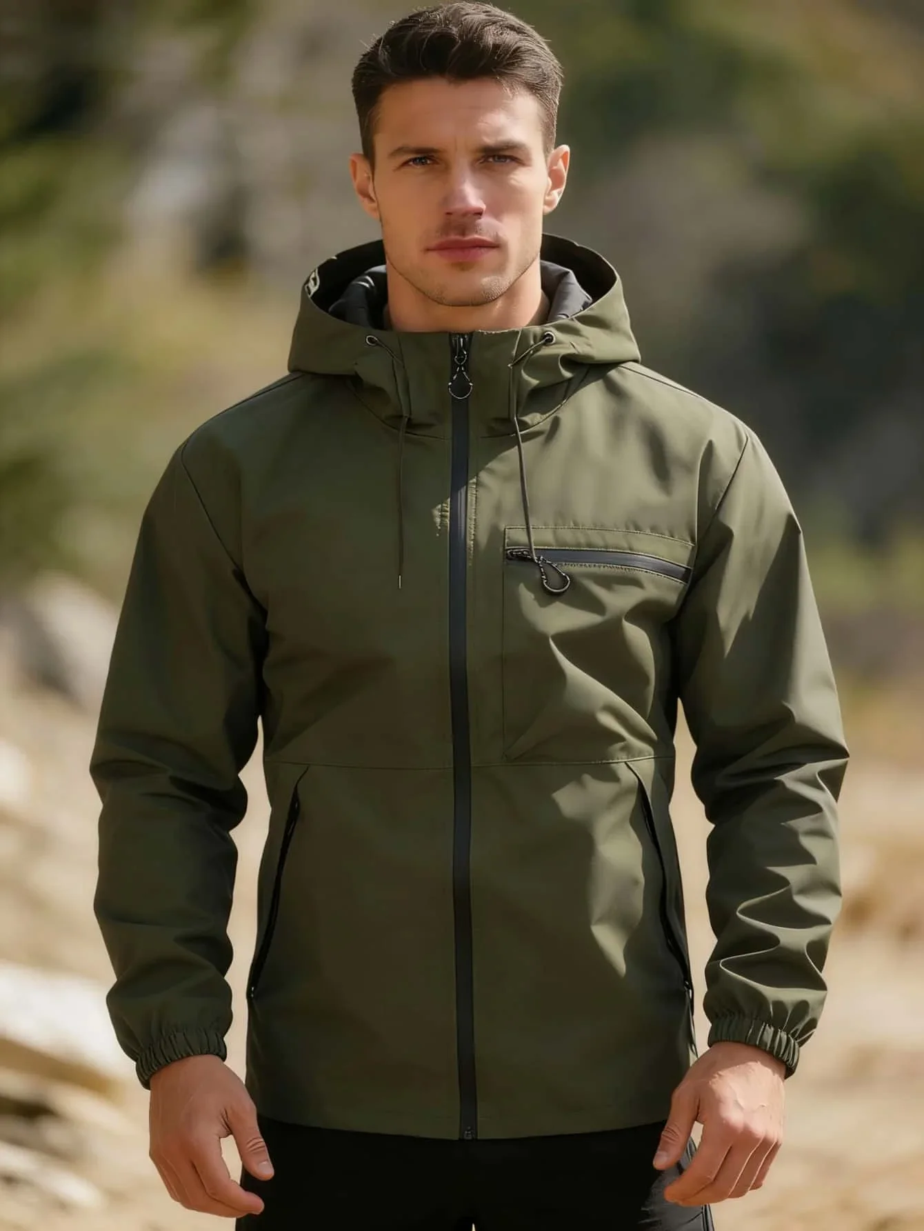 2026 Men's Autumn Winter Lightweight Jacket Windbreaker with Hood Easy To Clean Durable Dirt Resistant Casual Outerwear
