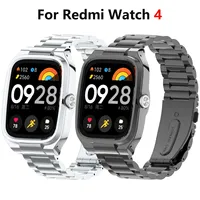 Suitable for Redmi Watch 4 solid stainless steel three-ball strap, metal protection case strap Redmi Watch 4 replacement strap