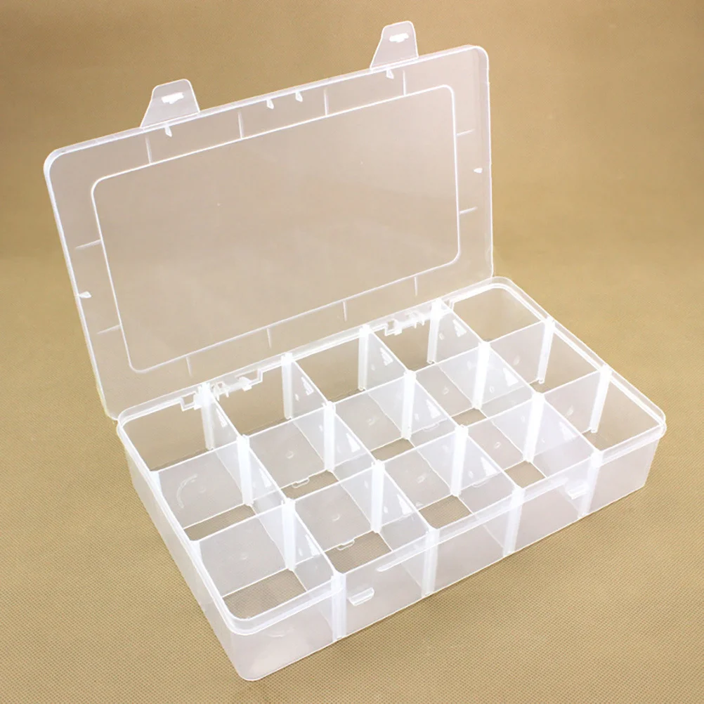 

2Pcs Compartment Storage Boxes Durable ABS Organizer Box Adjustable Dividers Clear Small Parts Organizer Jewelry Beads