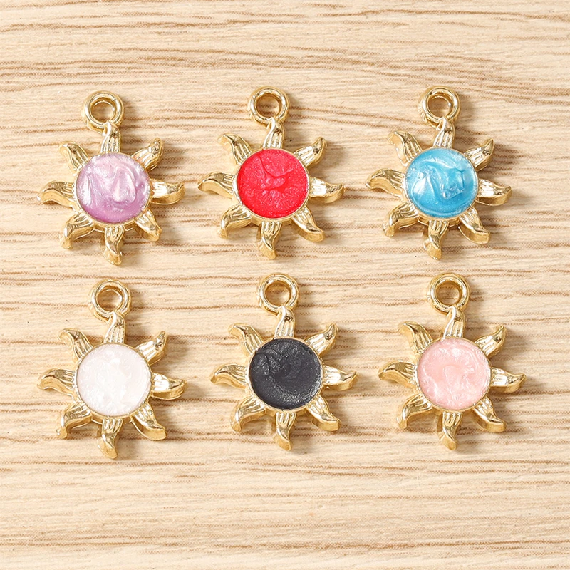 10 Stück 12x15mm Niedliche Bunte Emaille-Sonnenanhänger für Schmuckherstellung, Ohrringe, Anhänger, Halsketten, Armbänder, DIY-Bastelzubehör – Detail 2