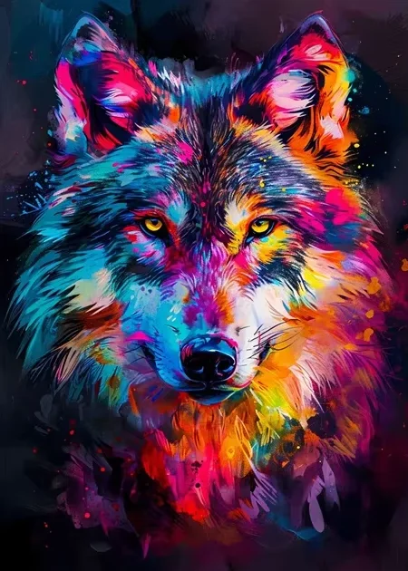 

Animals Colorful Wolves 500/1000/1200/2000 PCS Jigsaw Puzzles Family Activity Games for Gameroom Bedroom Gifts Home Decor