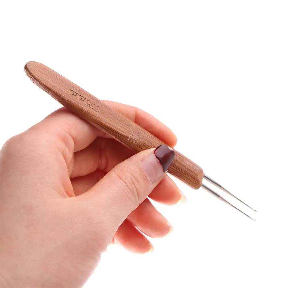 One/Doube/Triple Head Bamboo Handle with Stainless Steel Knitting Hooks Crochet Needle Braid Maintenance for Making Dreadlock