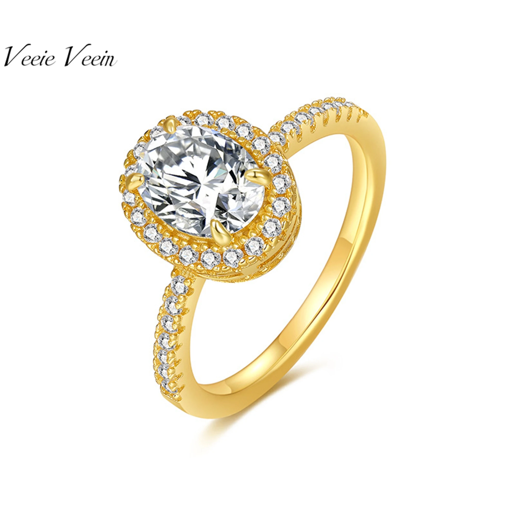 

Veeie Veein Элитный бренд Высокое качество Мода 6*8 Овальная инкрустация когтями Муассанит Сертификат GRA Кольцо Ювелирные изделия из стерлингового серебра S925