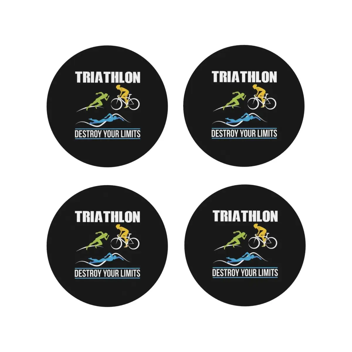 

Triathlon Swimming Cycling Running Coasters Kitchen Placemats Non-slip Insulation Cup Coffee Mats Tableware Pads Set of 4