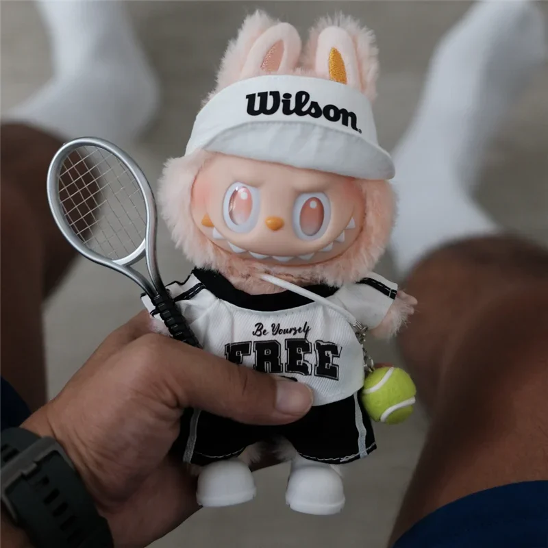 15 17ซม.สําหรับLabubuตุ๊กตาชุดกีฬาเทนนิสแต่งตัวPeakedหมวกผ้าใบรองเท้าเสื้อยืดเสื้อผ้านั่งอุปกรณ์เสริม