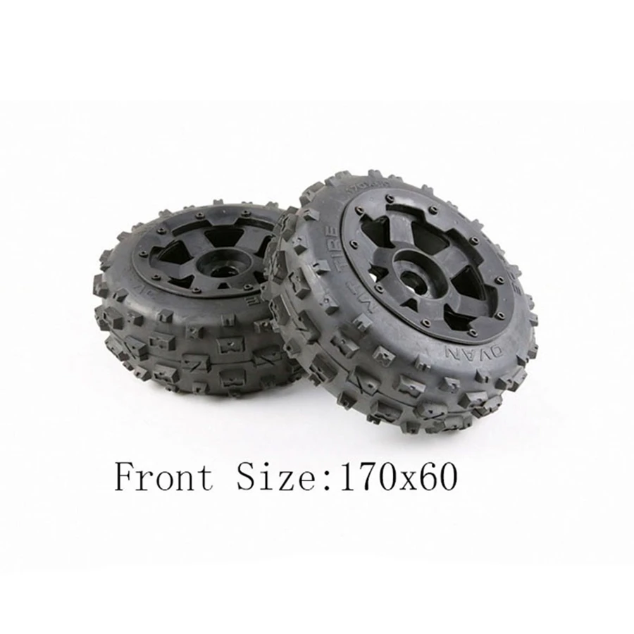 Tyres and Wheel Hub Set for 1/5 Hpi Km Baja 5B Rc Car Parts- Rear 170X80