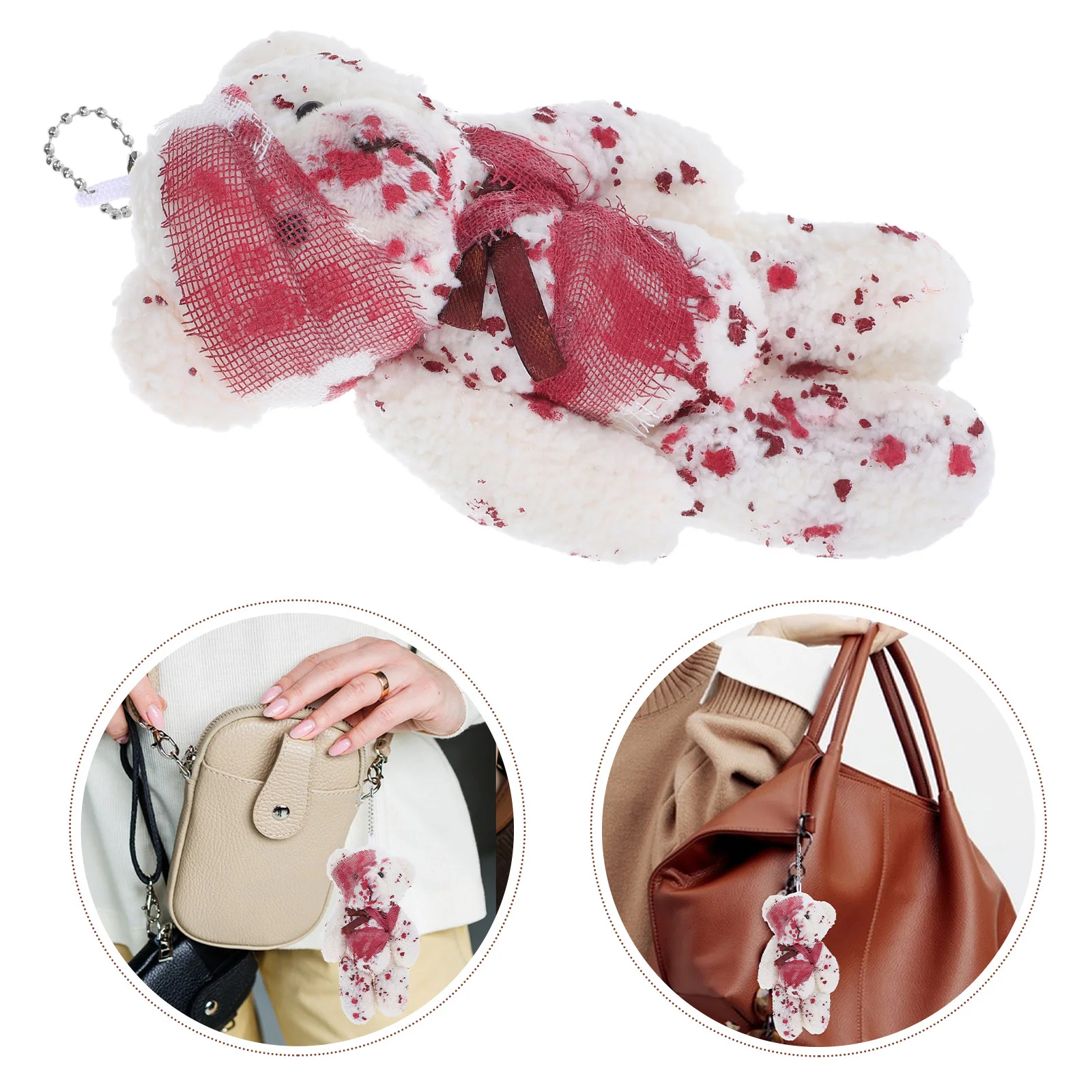 

1Pcs Injured Bear Keychain Creative Key Pendant Halloween Themed Bag Pendant Key Holder Decorative Accessory for Kids Friends