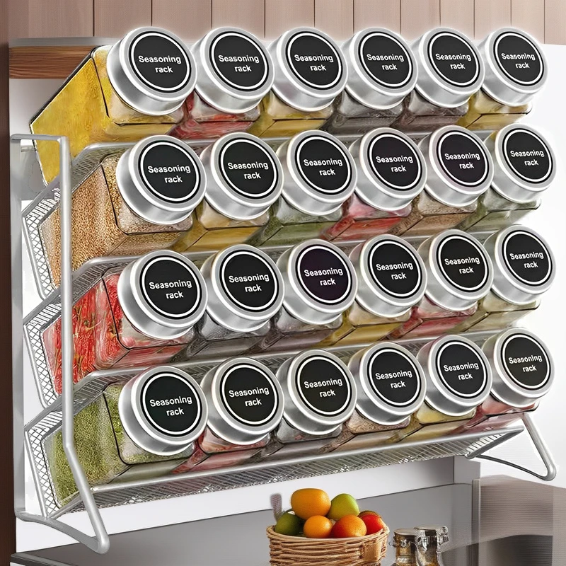 

Space-Saving Rotating Kitchen Seasoning Bottle Storage Rack, Premium Wall-Mounted,Multi-Functional,Durable and Easy-to-Install