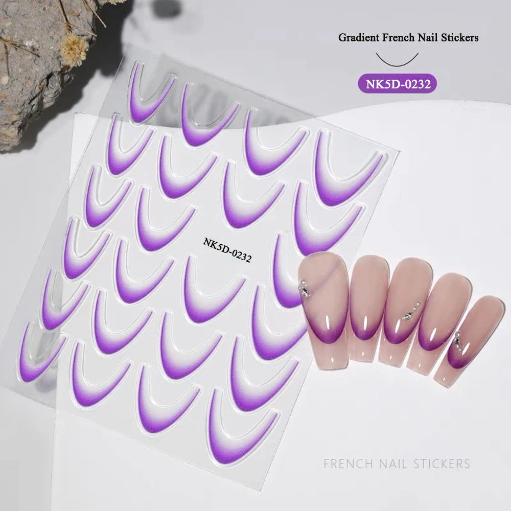 14pcs French Gradient Nail Art Stickers Set 5D White/Black Wave Line Ink Blossoms Water Transfer Slider Decals Nail Stencil Tool