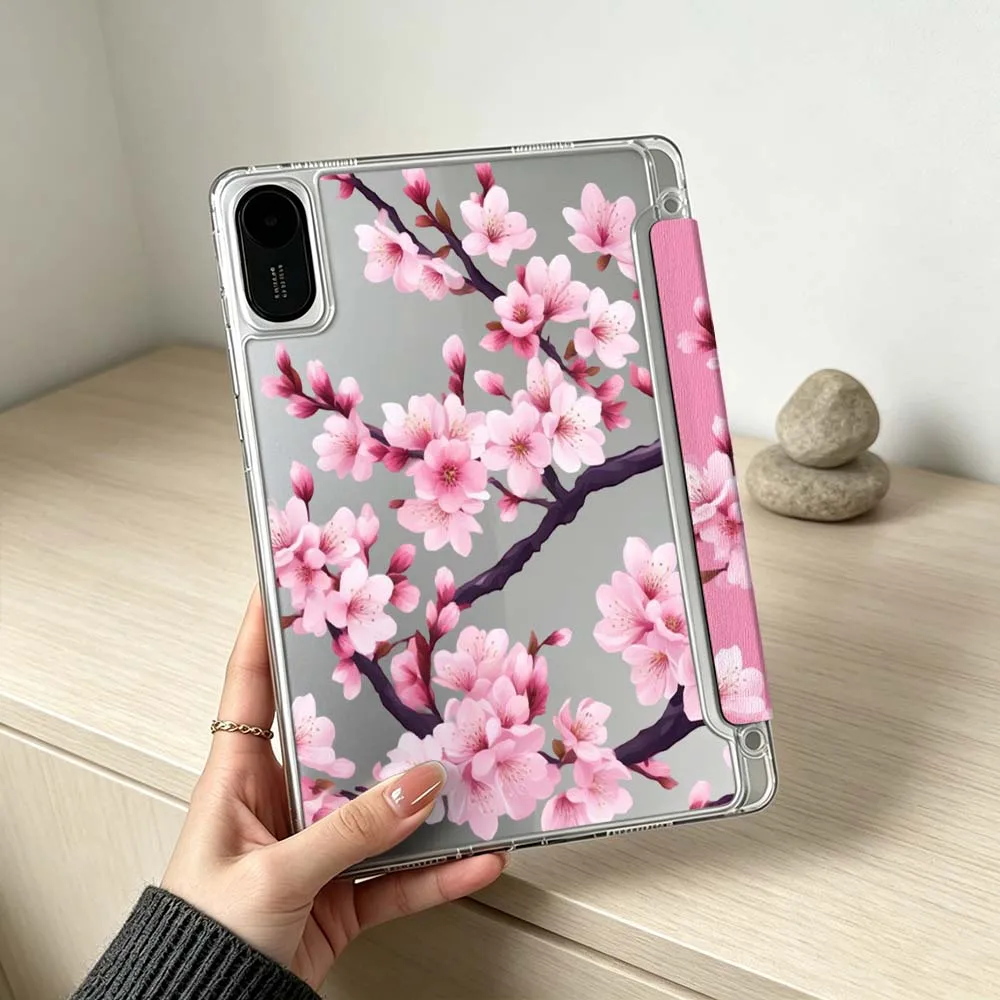 

Pink Cherry Blossom Pattern Soft For Xiaomi Mi Pad 8 7 6 5 Pro Redmi Pad SE 2 Poco Pad Foldable 3Y Tablet Case