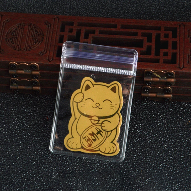 5Pcs Gold Foil Lucky Cat Mobile Phone Decoration Sticker Gold Lucky Cat Gold Patch Phone Decoration New Year Gift Phone Patch