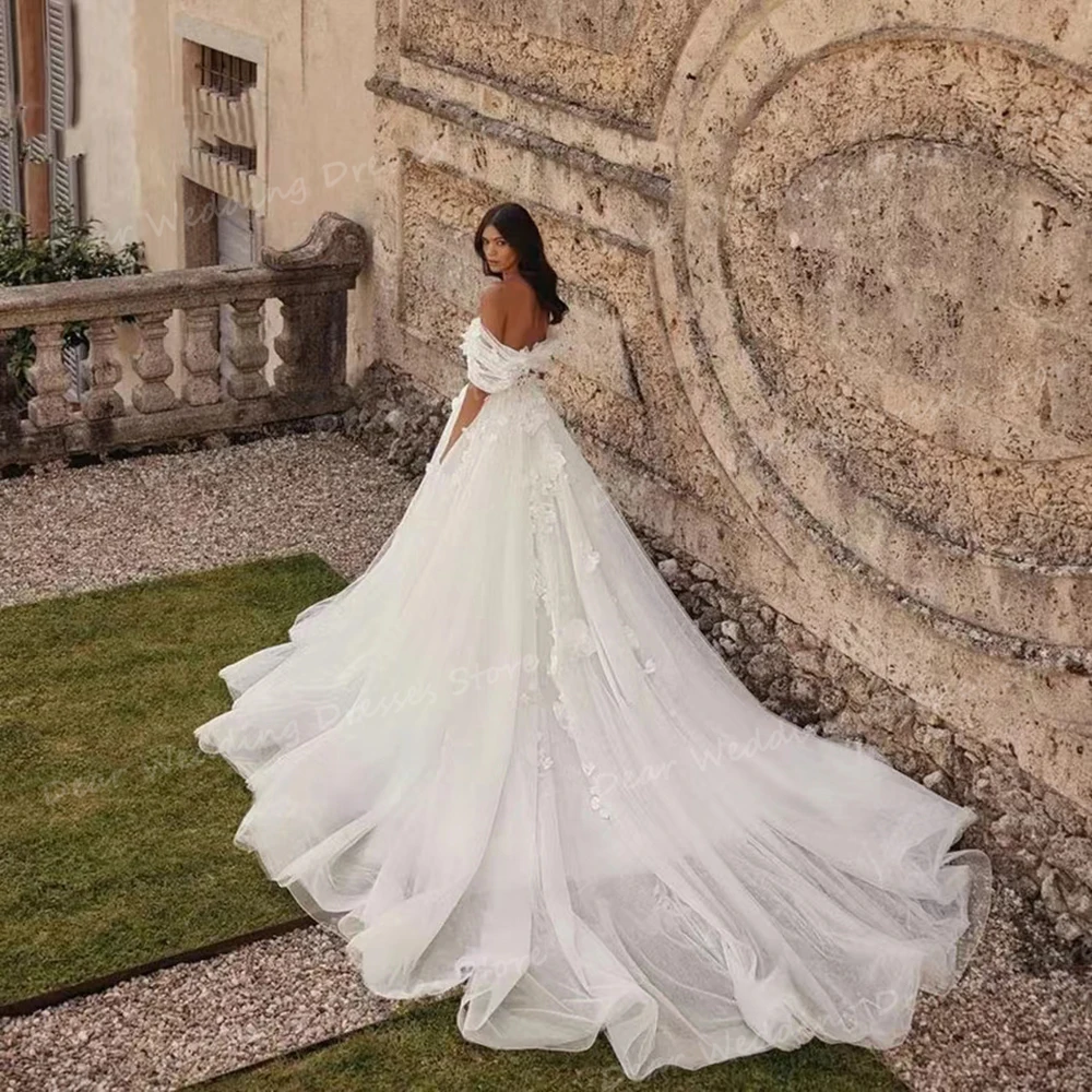 Squisiti abiti da sposa con scollo A cuore in pizzo con spalle scoperte una linea da donna Sexy 2024 abiti da sposa con strascico in pizzo abiti formali