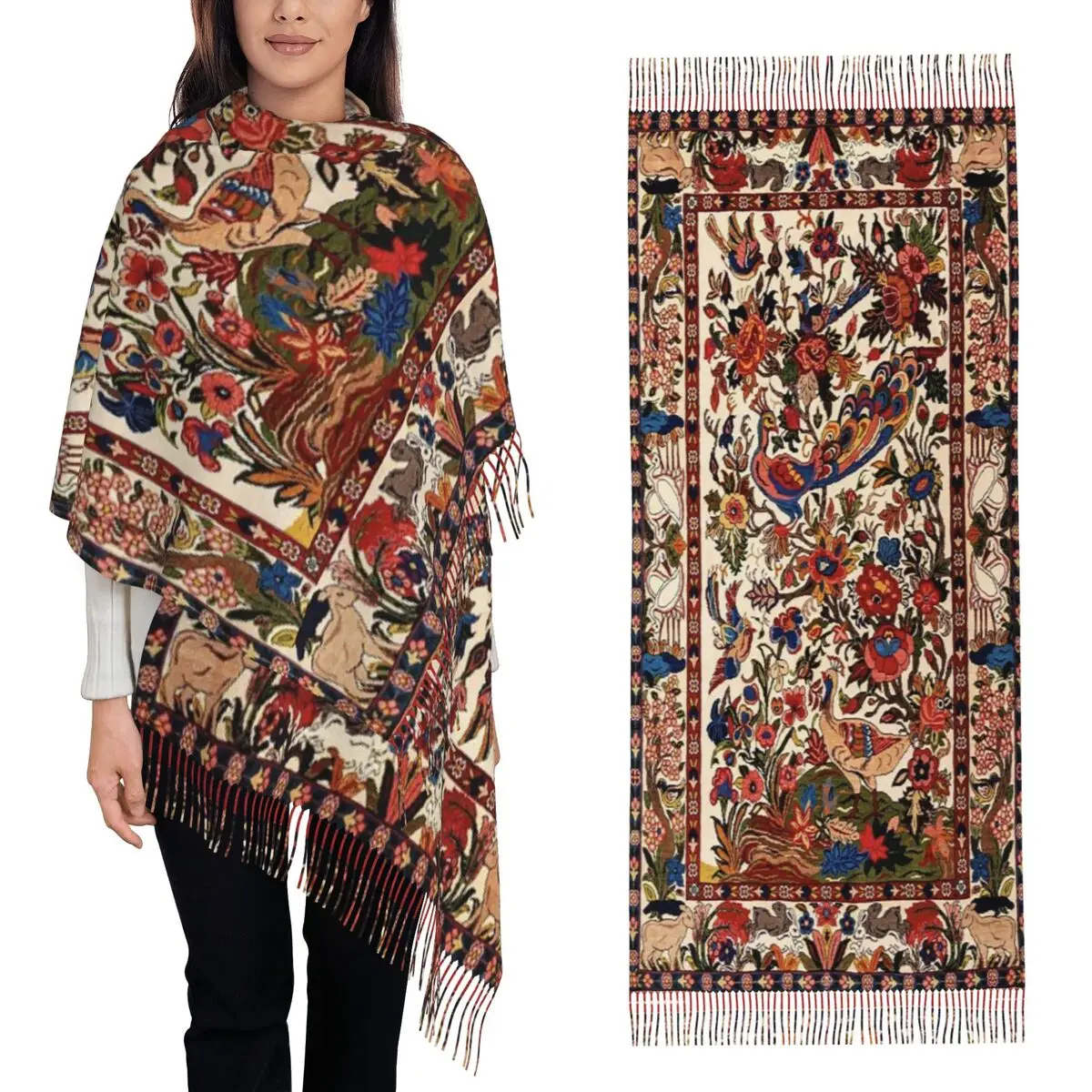 

Винтажный китайский персидский шарф в стиле ар-деко, шарфы с кисточками, женские мягкие теплые шали и накидки, длинная осенне-зимняя шаль