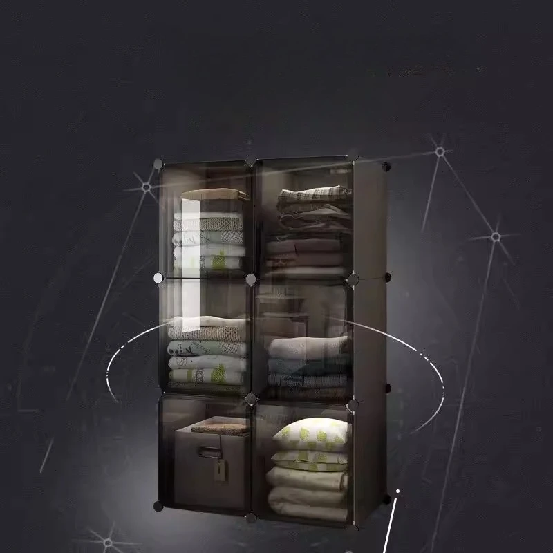 Display Storage Closet Organizer Foldable Plastic Cabinet Makeup Shelf Wardrobe Minimalist Modern