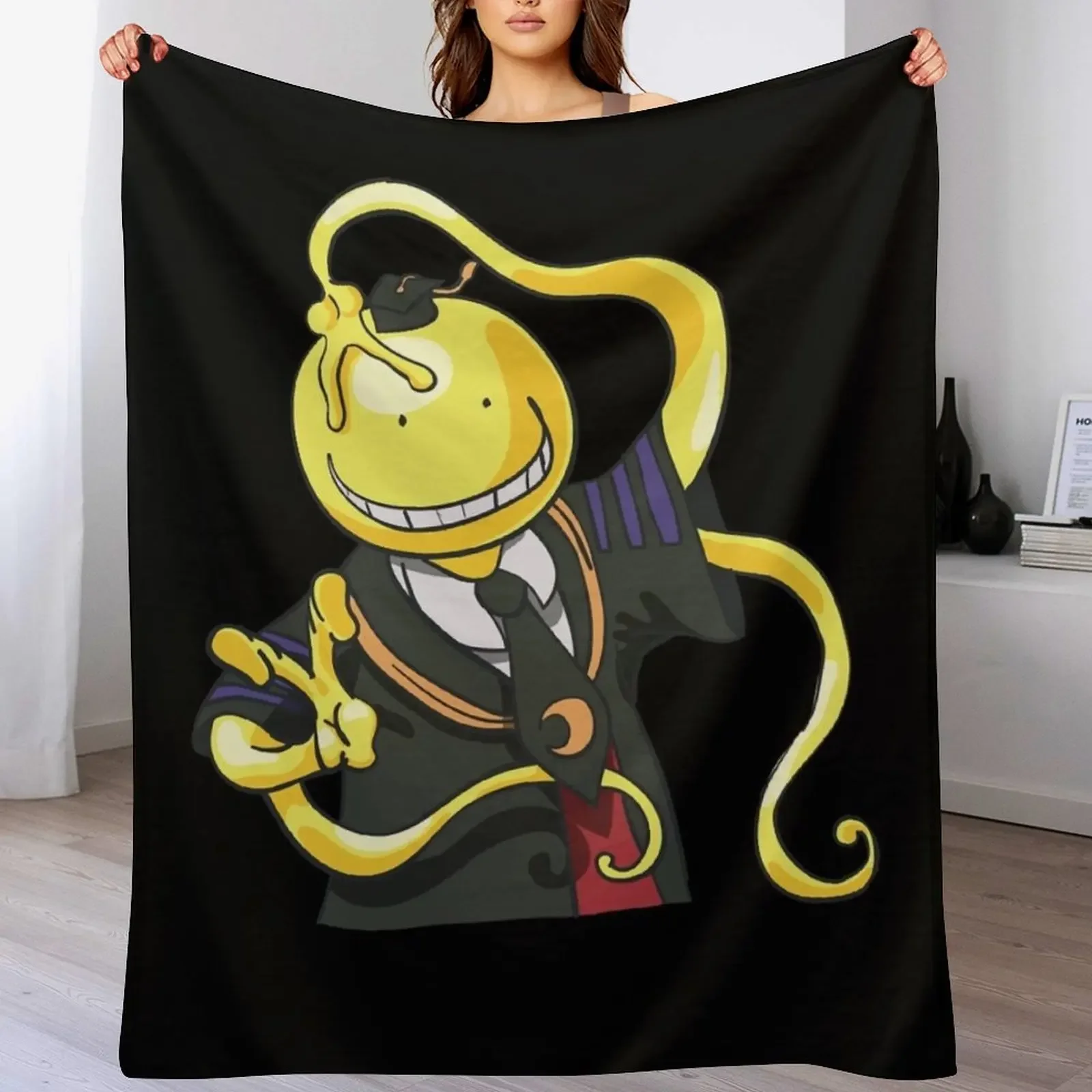 

Koro Sensei Fanart Classic Throw Blanket Plaid on the sofa Cute Plaid Tourist for winter Blankets