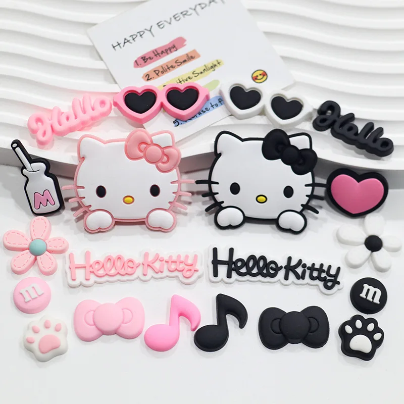

MINISO Hello Kitty Cartoon PVC Pink Fashion Katie Shoe Flowers DIY Hole Shoes Sandals Charm Shoe Accessories Party Festival Gift