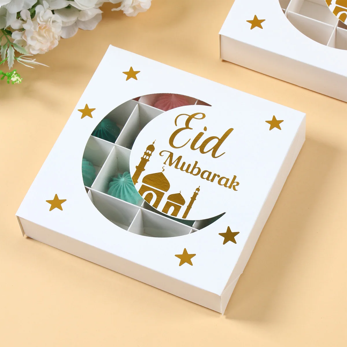 2Pcs Eid Mubarak Cake Box Candy Cake Packaging Box Ramadan Decoration 2025 Ramadan Kareem Islamic Muslim Party Eid Al-Fitr Gifts