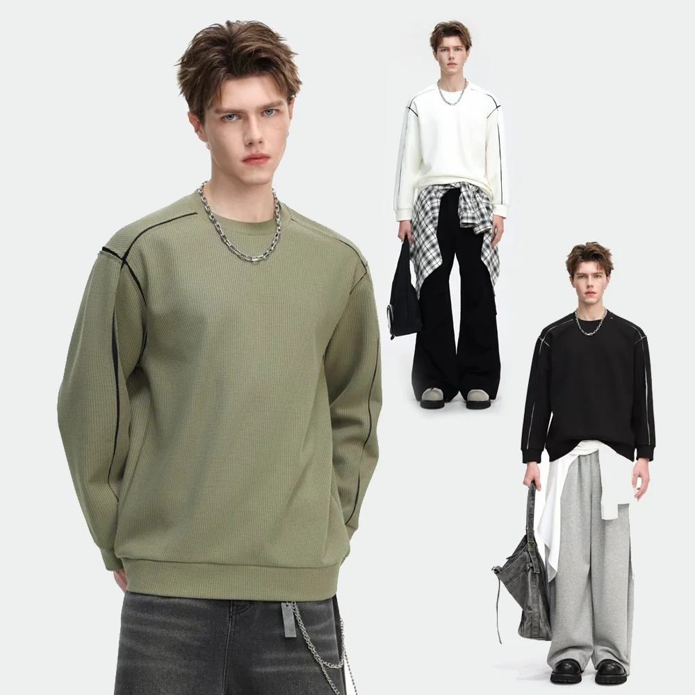 

Men's Spring Autumn Splice Fashion Loose Casual Long Sleeve Pullover Sweatshirts Tops Man Hoodie Tops