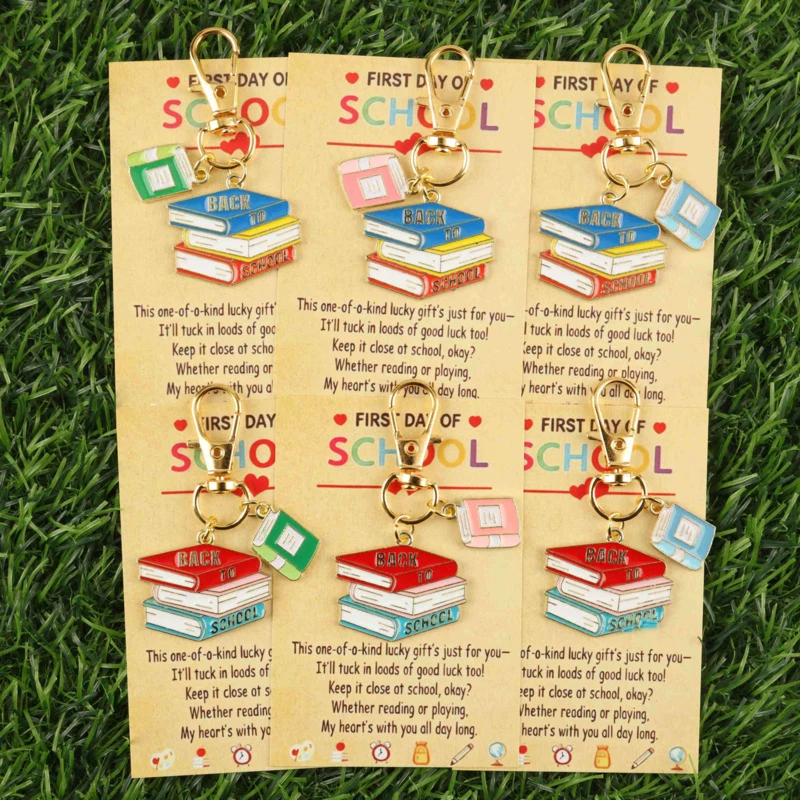2D 3/6pcsBook keychain set Back-to-School Lucky Gift，Suitable for back-to-school parties、Class activities、Back-to-School Gifts，I