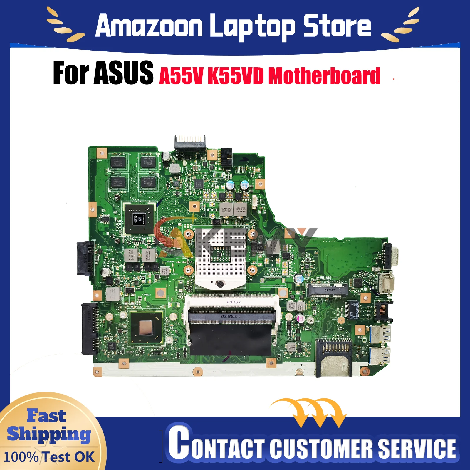

K55VD Laptop Motherboard For ASUS K55VM K55VD K55VJ K55V Notebook Mainboard This item is in stock 100% tests OK fast shipping