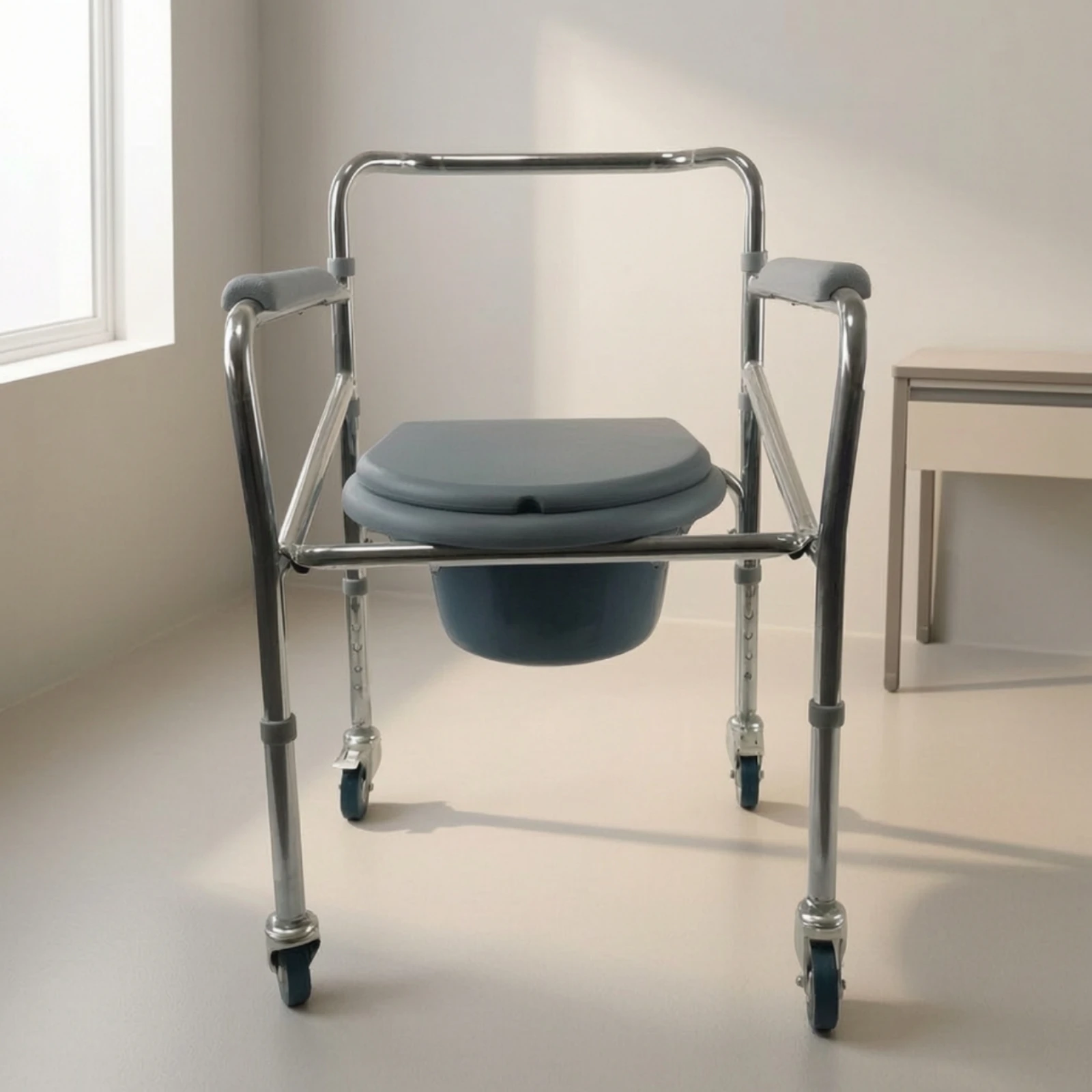 Folding Bedside Commode Chair Portable Foldable Bedside Commode Chair Easy to Clean Sturdy for Recovery Patients