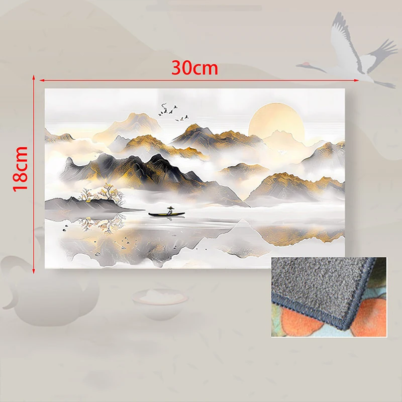 Asciugamano da tè di fascia alta 30 * 18 cm con stile retrò e pittura colorata, panno speciale per bere il tè, set da tè premium