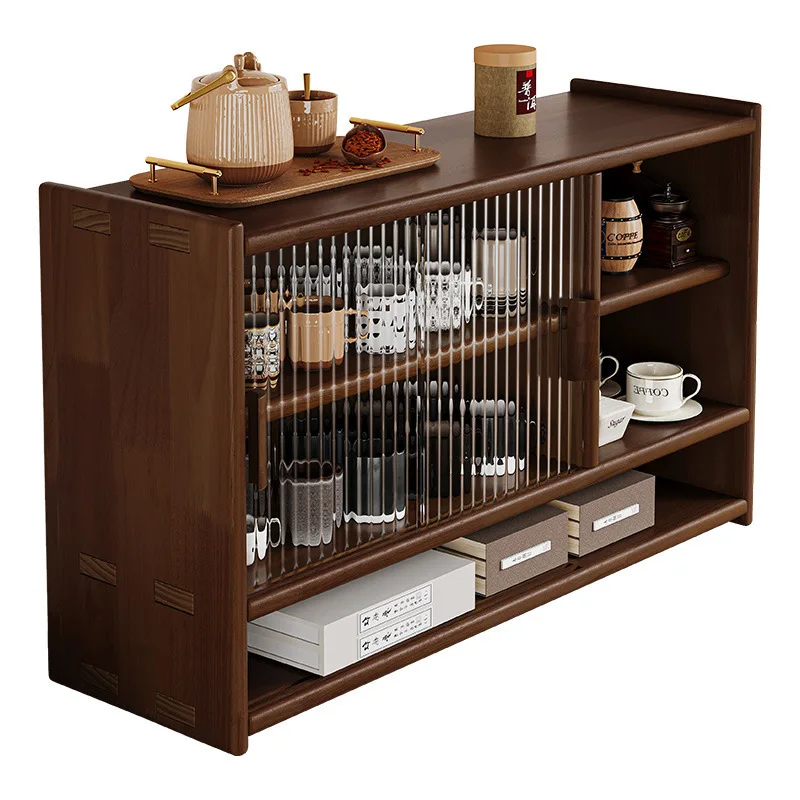 

Dust-proof cup holder Wooden tea set Storage cabinet Desktop multi-functional Tea Water Coffee Dining table