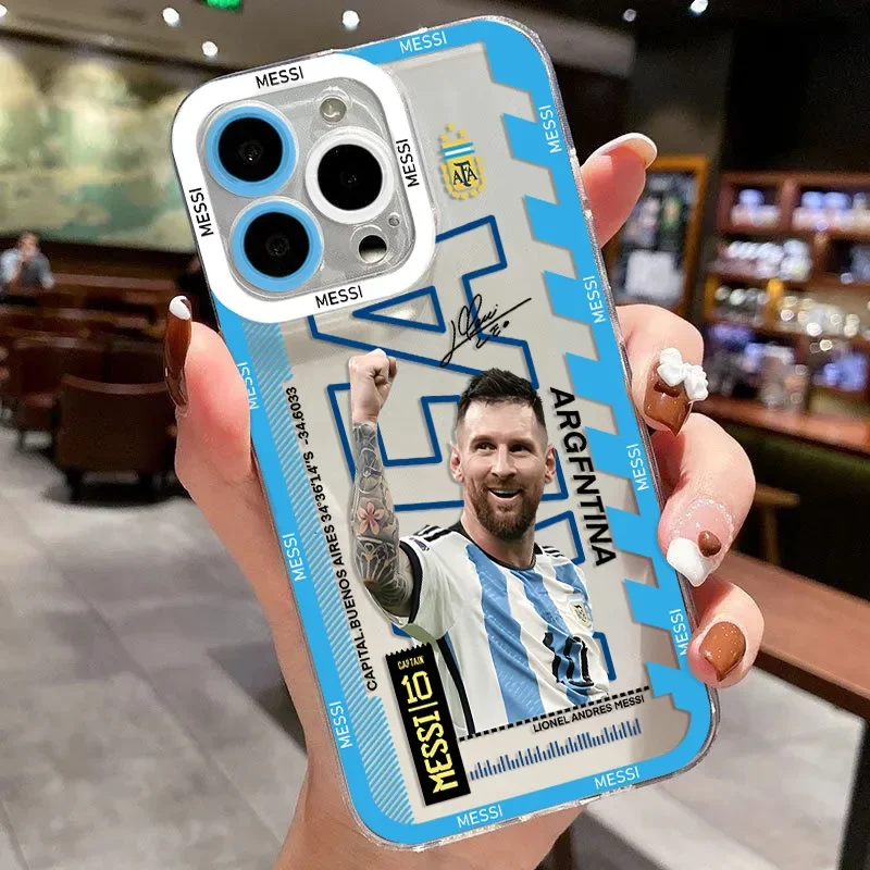 Hot FootBall Superstar M-messiS Phone Case for IPhone 16 15 14 13 12 11 Mini Pro Max X XR XSMax 7 8 Plus Transparent Soft Cover