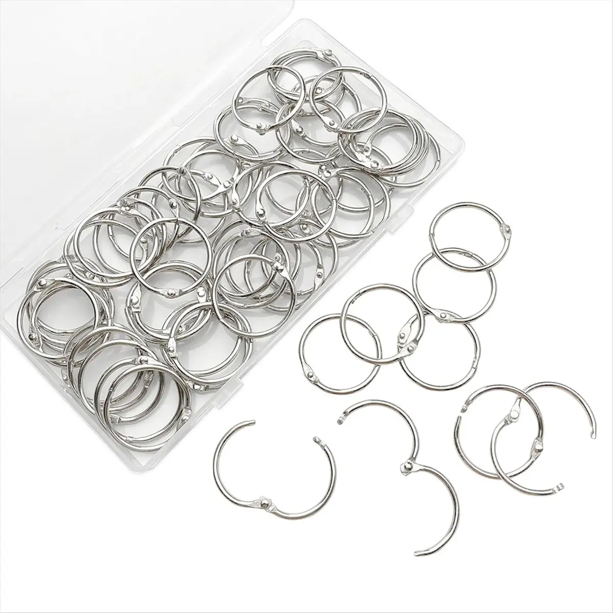 A56K 60 PCS Loose Leaf Binder Rings 1-Inch Office Book Rings, Plated Steel Binder Rings, Key Rings, Metal Book Rings