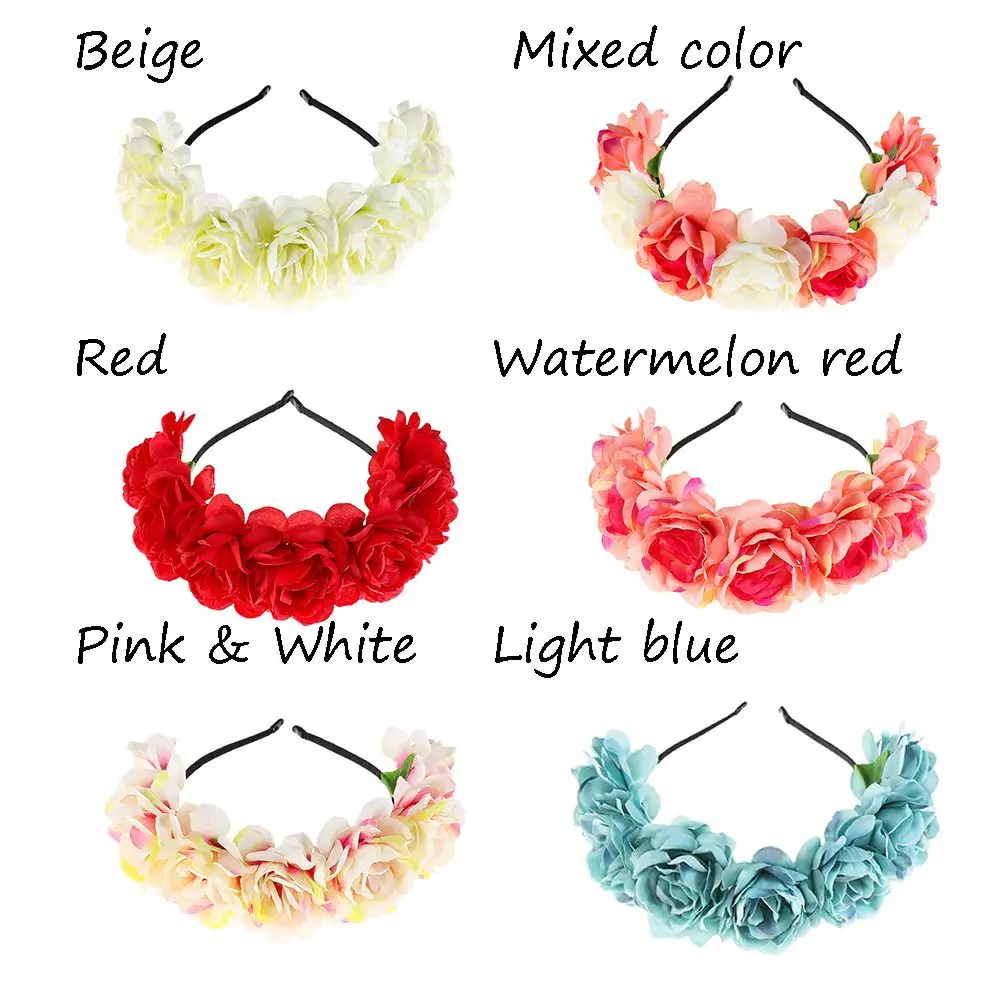 أزياء إكسسوارات الشعر الأميرة الشاطئ أغطية الرأس النساء زهرة عقال العروس هيدهوب حفل زفاف #6