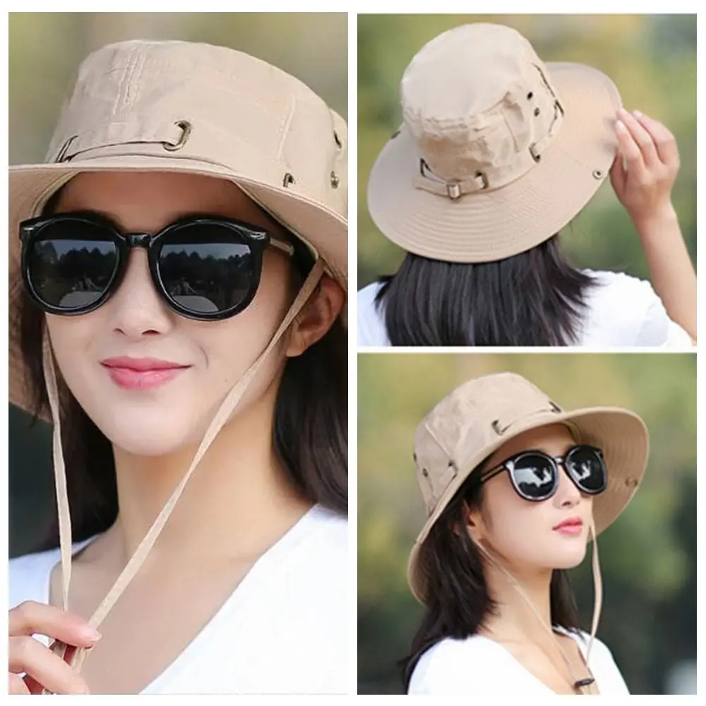 Wide Brim Large Brim Fisherman Hat Sunscreen UV Protection Summer Panama Hat Waterproof Solid Color Sunscreen Bucket Cap Unisex