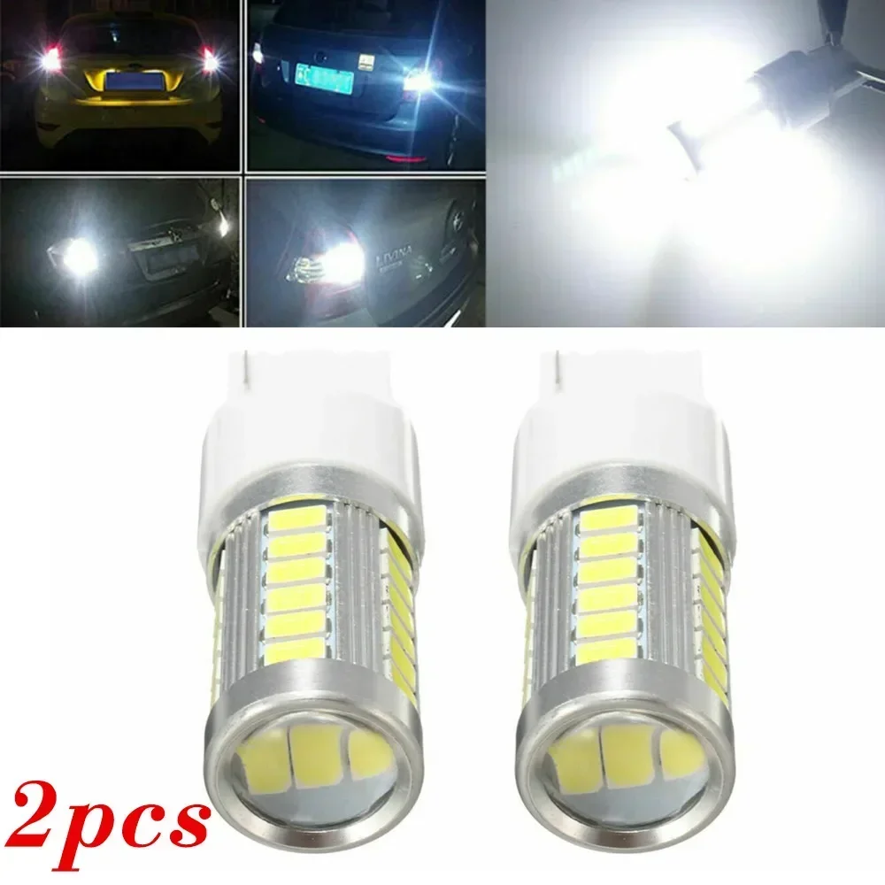

2 шт. T20 W21/5 Вт 7443 W21W фонарь заднего хода стоп-сигнал 5630 чип 33SMD светодиодный боковой свет супер белые лампы