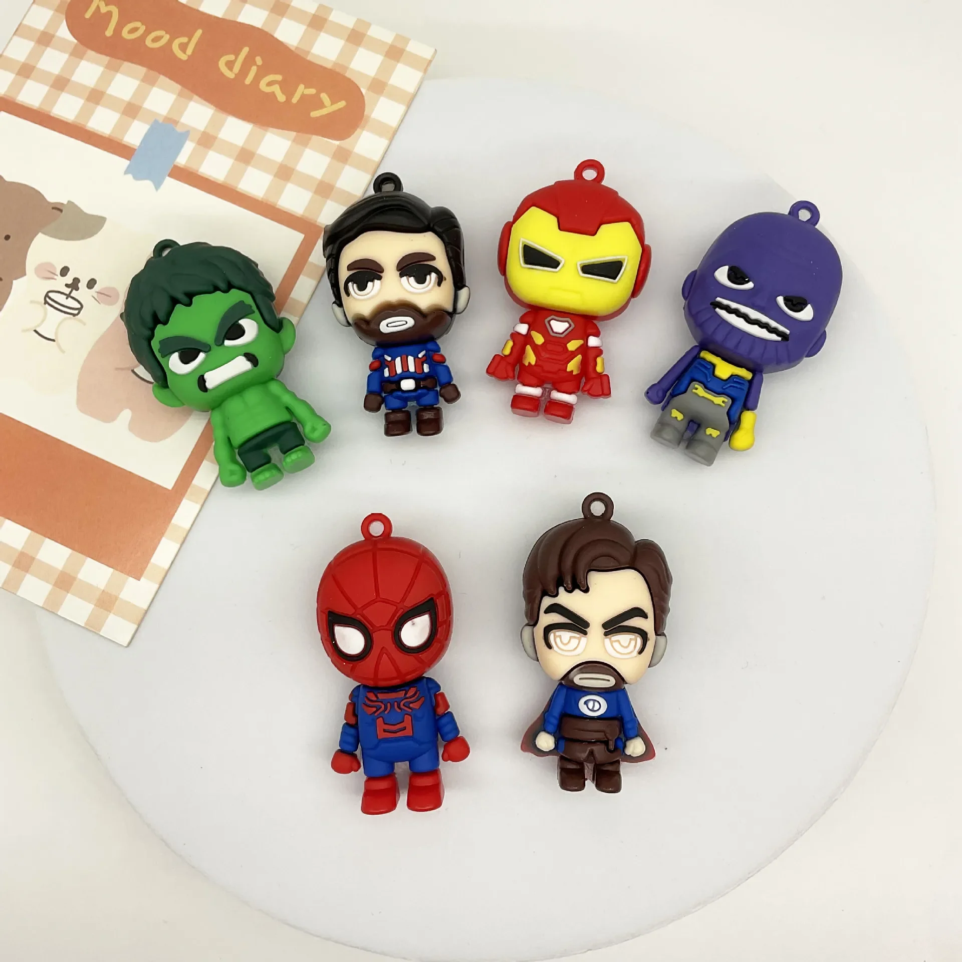 Marvel Series Cartoon Keychain Pendant Avengers Alliance Soft Rubber Doll Boy Gift Bag Car Pendant Manufacturer Wholesale