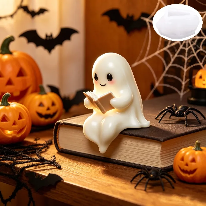 Ghost Reading Mini Cute Shape Decoration Silicone Mold Halloween Decoration Gift Atmosphere Diy Cake Decorating Tools Molds