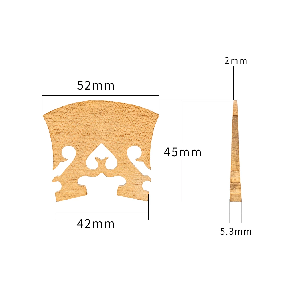 모듬 고품질 표준 메이플 우드 바이올린 브릿지 피들 스트링, 클래식 바로크 스타일 브릿지, 하트 모양 에보니 U 상감