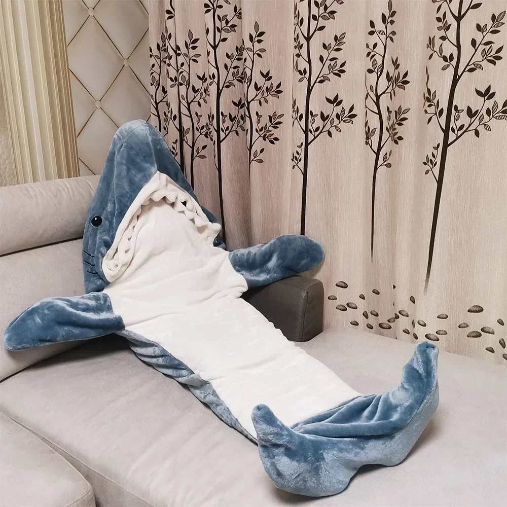 Cartoon Shark Sleeping Bag Pajamas Office Nap Shark Blanket Karakal High Quality Fabric Mermaid Shawl Blanket For Children Adult