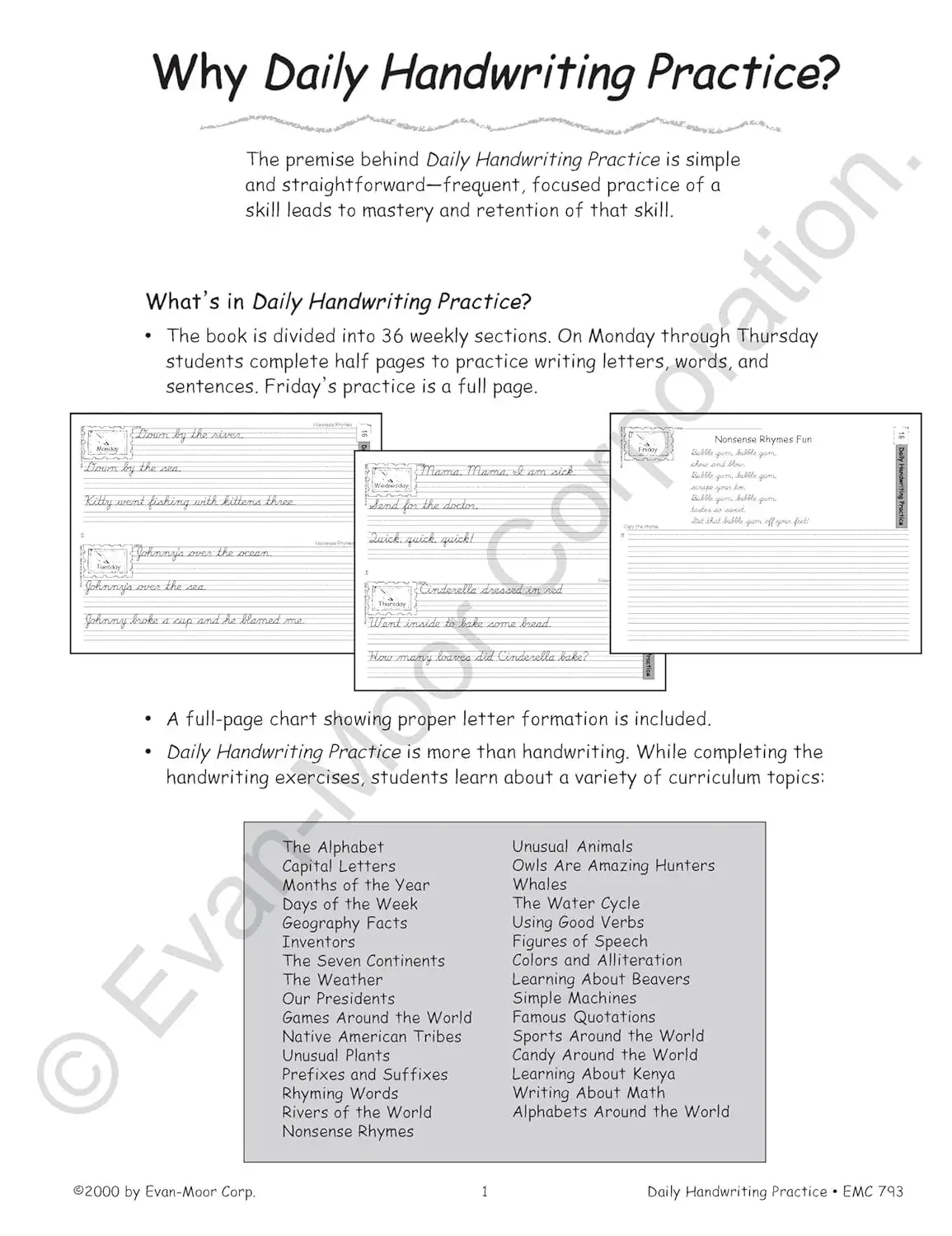 Evan-Moor Daily Handwriting Practice CC TE Workbook,aged 5 6 7 8 9 10 11, English book 9781557997562