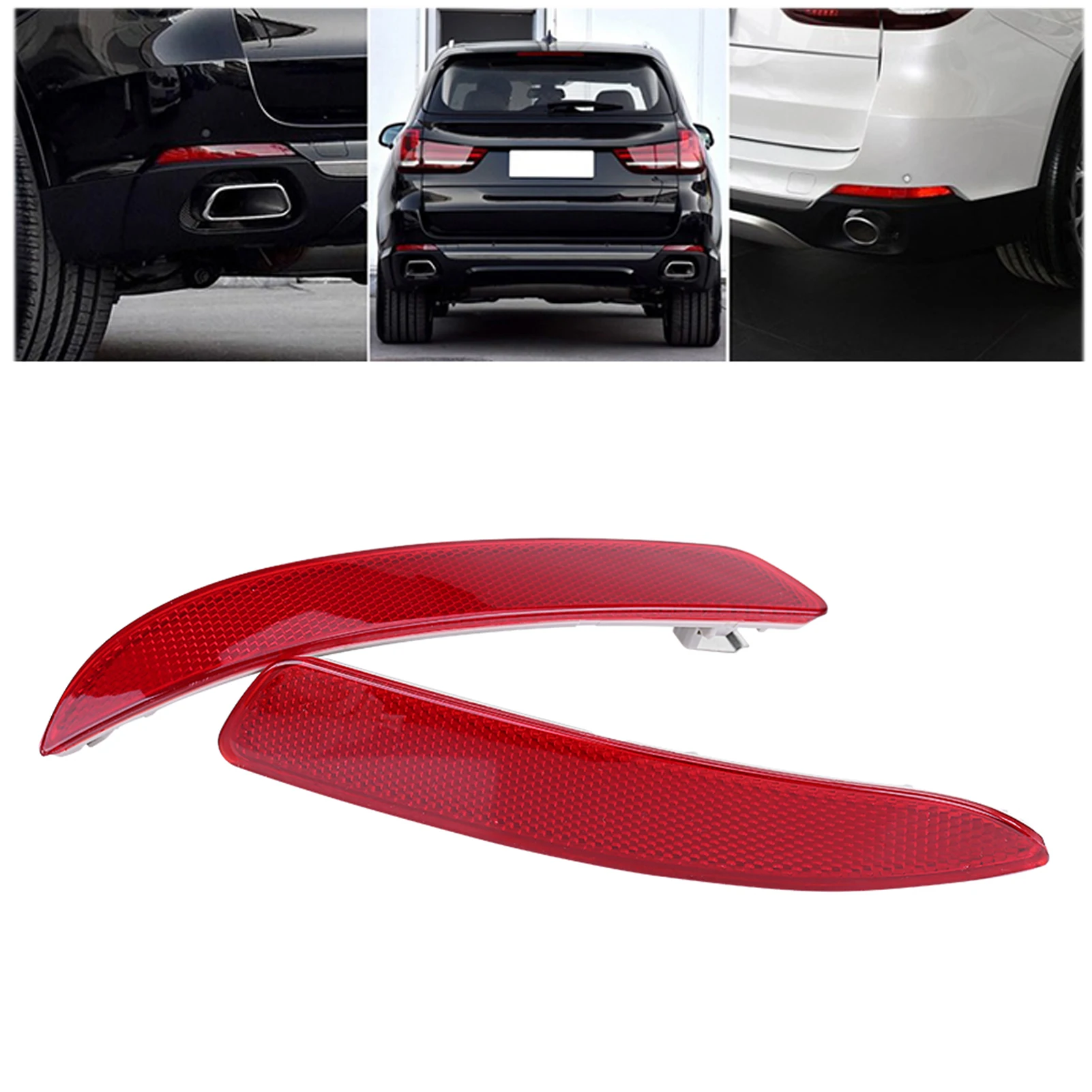 Left & Right Rear Bumper Reflector For BMW E70 X5 2007-2013 63217158949 63217158950